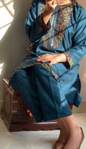 2 pcs womens stitched LinenEmbrpidered suit