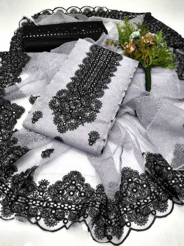 Khaddi Net 3pc Embroidered Suit 