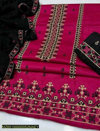 3pcs women,s unstitched lown cotten embroidery 