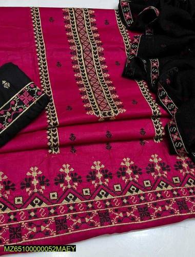 3pcs women,s unstitched lown cotten embroidery 