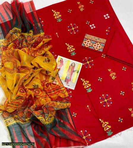 imbroided Unstitched suit summer for women free home delivery