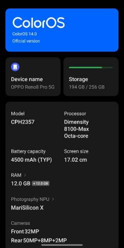 Oppo Reno 8 pro 5G