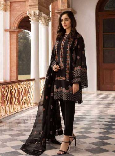 3pcs women's unstiched lawn embroidered suit
