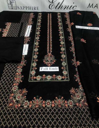 3pcs women's unstiched lawn embroidered suit