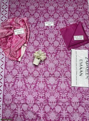 3PC Zarmeen Emaan Printed unstitched lawn suit