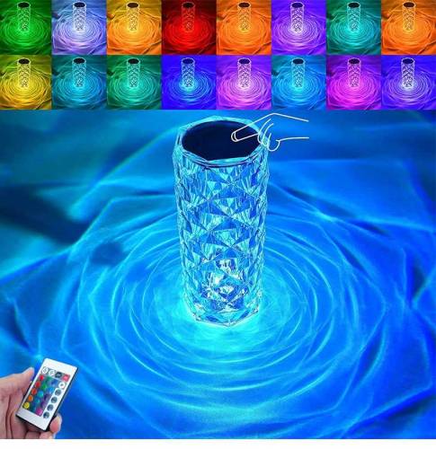 Rechargeable Rose Diamond Table Lamp with Wireless Remote 16RGB Colour