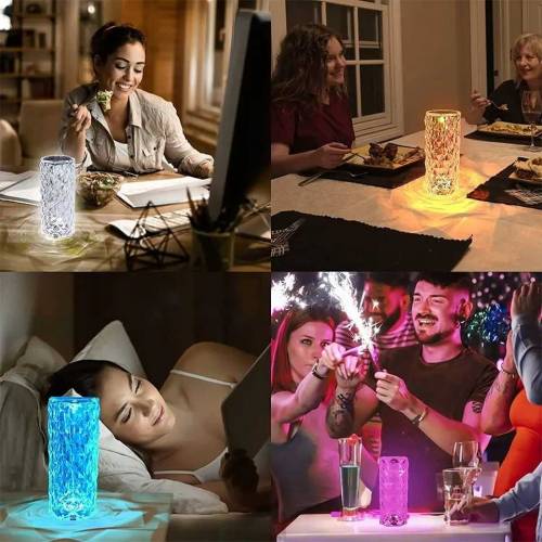 Rechargeable Rose Diamond Table Lamp with Wireless Remote 16RGB Colour