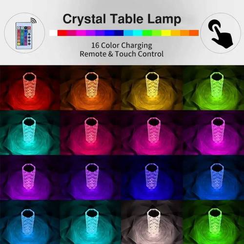 Rechargeable Rose Diamond Table Lamp with Wireless Remote 16RGB Colour