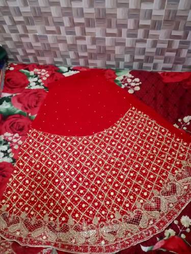 bridal lengha with beautiful jwellary purse and sandle