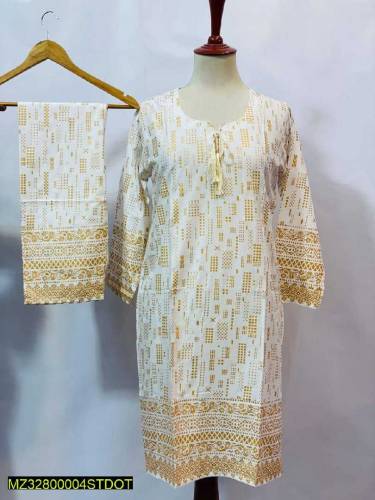 3Pcs Women's Unstitched Organza Embroidery Suit