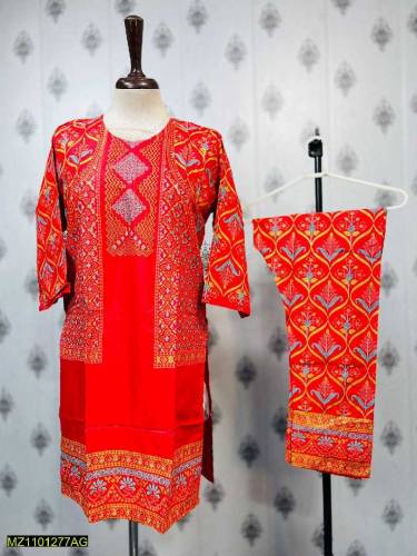 3Pcs Women's Unstitched Organza Embroidery Suit