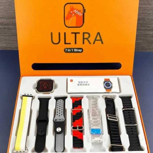 Ultra 7 in 1 Straps Smart Watch with All features & Wireless Charging