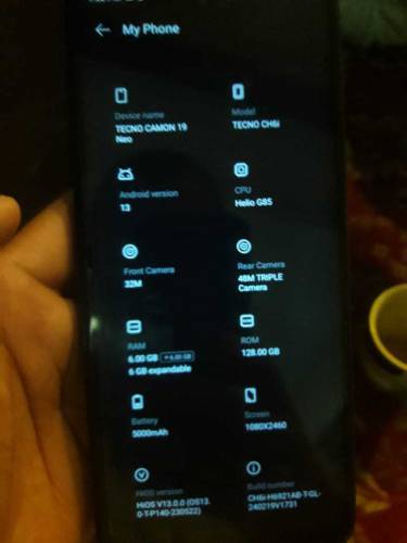 tacno camon 19 noe 6gb rom 128gb memorie daba charge sath h