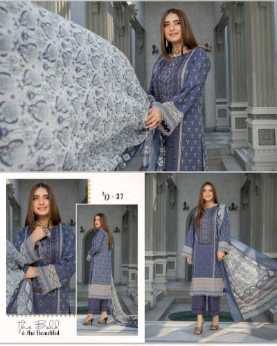 Luxury Embroided Lawn With malmal Duppata / Summer Collection /