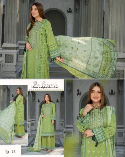 Luxury Embroided Lawn With malmal Duppata / Summer Collection /