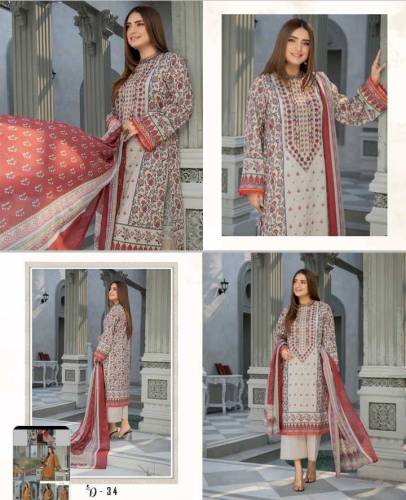 Luxury Embroided Lawn With malmal Duppata / Summer Collection /