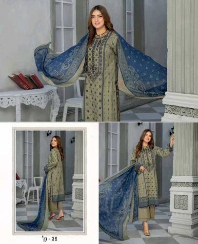 Luxury Embroided Lawn With malmal Duppata / Summer Collection /