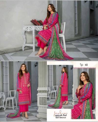 Luxury Embroided Lawn With malmal Duppata / Summer Collection /