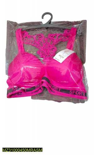 Padded net lace sports bra