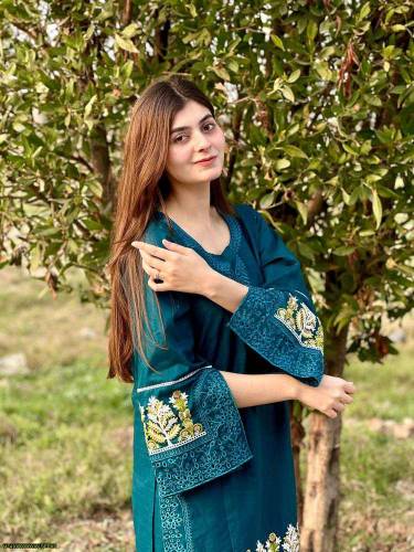 2 pcs woman's stitched cotton Embroidered shirt and  Trouser