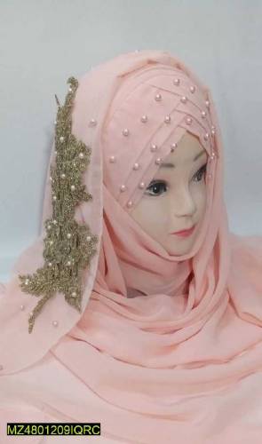 Pearl floral ready to wear hijab with 3D flower Bunch 