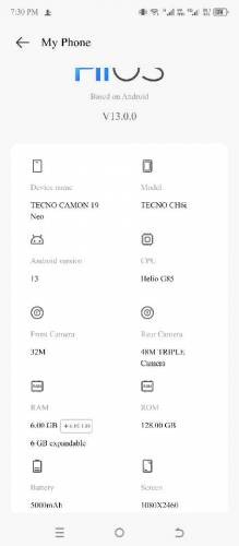 Tecno Camon 19 Neo With Box 6/128