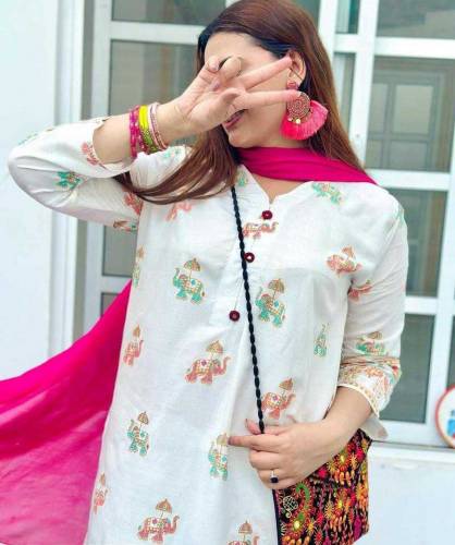 2 Piece Women's stitched  Linen Printed suit