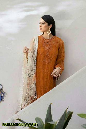 3pcs embroidery lawn unstich suit