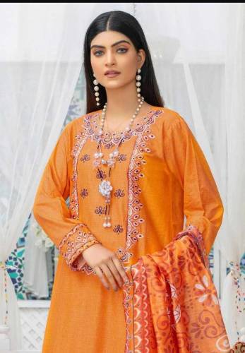 3 PCs Safwa Women Lawn Embroidery Stitched Suit 
