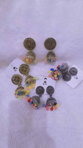 Branded Indian Jumka With Multi Beads