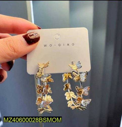 Golden butterfly hoop earrings 