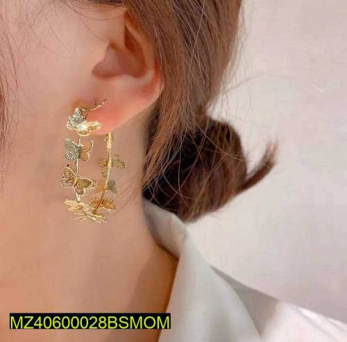 Golden butterfly hoop earrings 