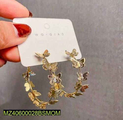 Golden butterfly hoop earrings 