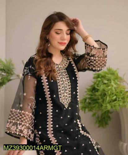•  Fabric: Organza•  Pattern: Shirt With Attached Inner: Embroidered• 