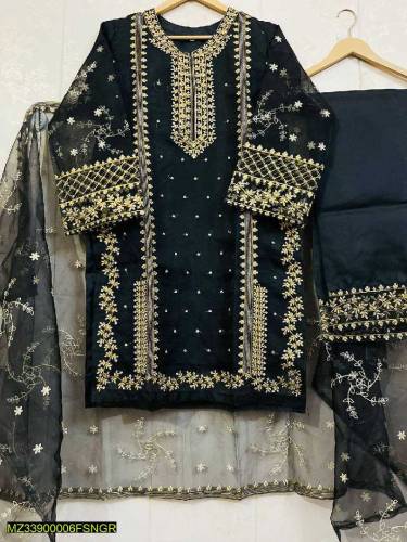 •  Fabric: Organza•  Pattern: Shirt With Attached Inner: Embroidered• 