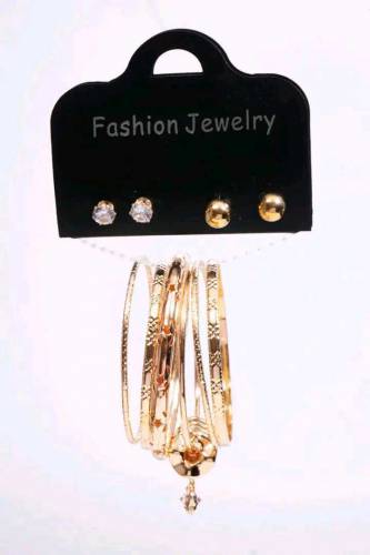 Crystal Stone Metal Stud Earrings & Kangan