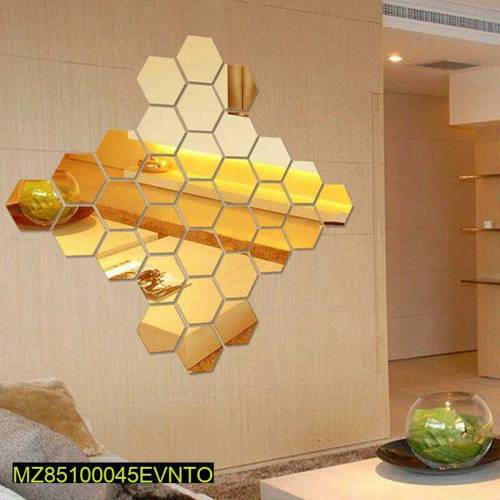 Golden Acrylic Hexagon Wall Decor 6 pice