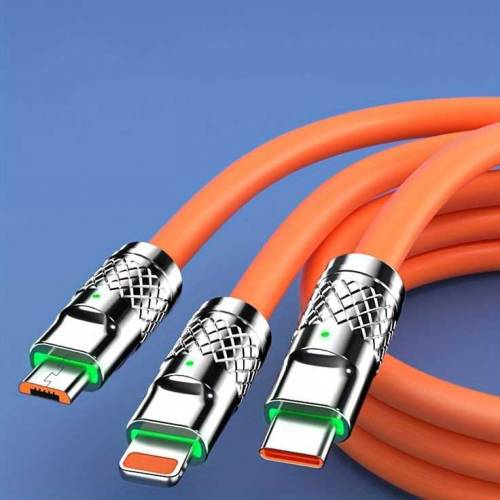 3 in 1 6A 120W USB Fast Charger Cable For Iphone Micro USB C Type C Ch