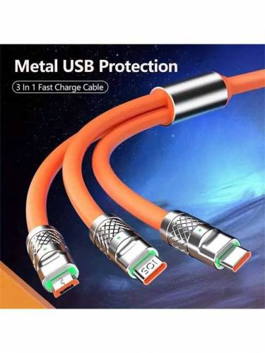 3 in 1 6A 120W USB Fast Charger Cable For Iphone Micro USB C Type C Ch