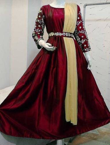 4pcs katan silk embroided maxi