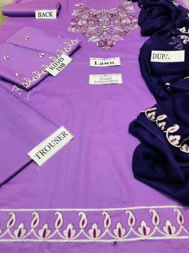 3 pcs women's unstitched dress 