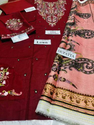 3 pcs women's unstitched dress 