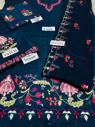 3 pcs women's unstitched dress 