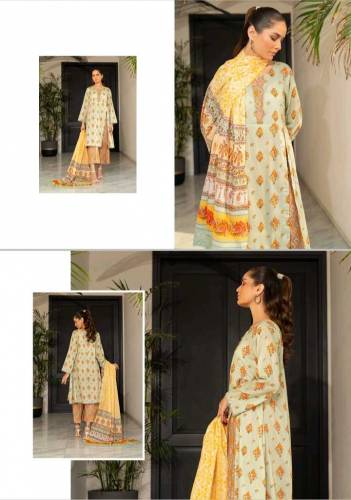Salina Digital 3 PC Printed Allover Lawn with Dyed Cambric Trouser