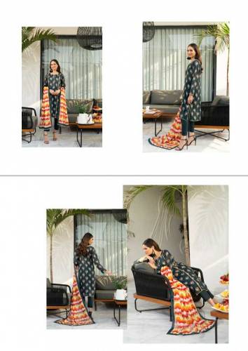 Salina Digital 3 PC Printed Allover Lawn with Dyed Cambric Trouser