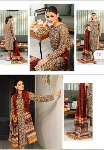 Salina Digital 3 PC Printed Allover Lawn with Dyed Cambric Trouser