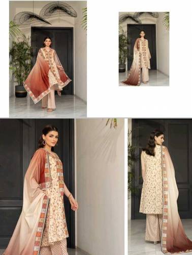 Salina Digital 3 PC Printed Allover Lawn with Dyed Cambric Trouser