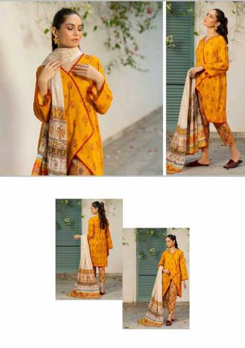 Salina Digital 3 PC Printed Allover Lawn with Dyed Cambric Trouser