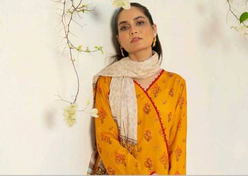 Salina Digital 3 PC Printed Allover Lawn with Dyed Cambric Trouser