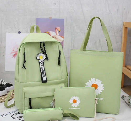 4 Pcs Canvas Backpack Set